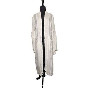 Jaga DTLA Gauze Duster Jacket Frayed Hem Open Front Coastal Lagenlook Beachy